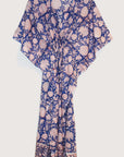 Border Print Long Kaftan | Cobalt