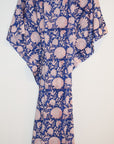 Border Print Long Kaftan | Cobalt