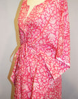Border Print Long Kaftan | Flamingo
