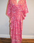 Border Print Long Kaftan | Flamingo