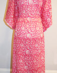 Border Print Long Kaftan | Flamingo