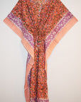 Border Print Long Kaftan | Tangerine