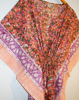 Border Print Long Kaftan | Tangerine