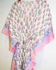 Border Print Long Kaftan | White Floral