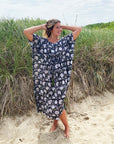Amisha Long Kaftan | Black Floral