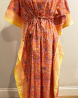Border Print Long Kaftan | Pink