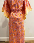 Border Print Long Kaftan | Pink