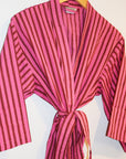 Kerala Short Robe | Berry Stripe