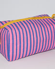 Large Waterproof Toiletry Bag | Pink Blue Stripe