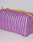 Large Waterproof Toiletry Bag | Pink Blue Stripe