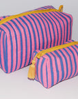 Small Waterproof Travel Pouch | Pink Blue Stripe