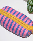 Small Waterproof Travel Pouch | Pink Blue Stripe