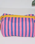 Small Waterproof Travel Pouch | Pink Blue Stripe