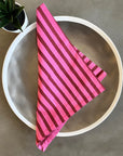 Set of 4 Cotton Napkins | Berry Stripe