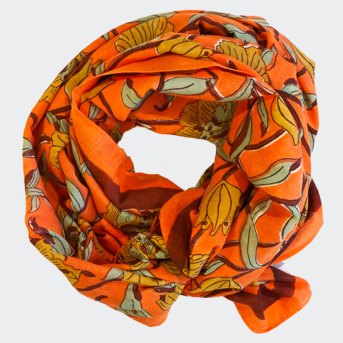 Block Print Silky Scarf  The Cannabis Design Scarf | Block Printed | Silk & Cotton  main image 3