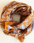 Cotton Silk Scarf | Shadow Floral Orange