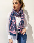 Cotton Silk Scarf | Shadow Floral Midnight