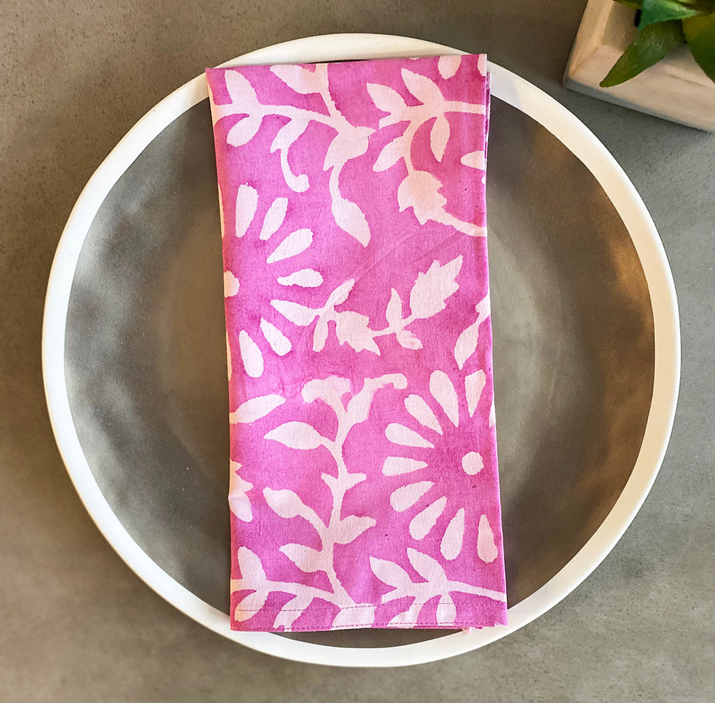 Set of 4 Cotton Napkins | Blooms Pink
