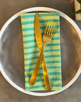 Set of 4 Cotton Napkins | Green Stripe