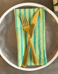 Set of 4 Cotton Napkins | Green Stripe