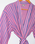 Kerala Long Robe | Pink Blue Stripe