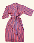 Kerala Long Robe | Pink Blue Stripe
