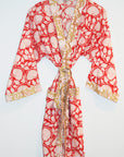 Kerala Short Robe | Red Floral