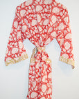 Kerala Short Robe | Red Floral