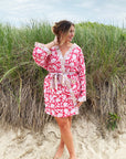 Kerala Short Robe | Red Floral