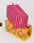 Large Canvas Waterproof Toiletry Bag | Berry Stripe