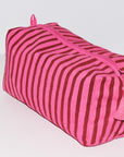 Large Canvas Waterproof Toiletry Bag | Berry Stripe