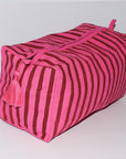 Large Canvas Waterproof Toiletry Bag | Berry Stripe
