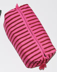 Large Canvas Waterproof Toiletry Bag | Berry Stripe