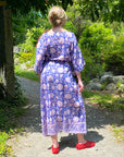Border Print Long Kaftan | Cobalt