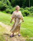Border Print Long Kaftan | Lemon