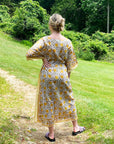 Border Print Long Kaftan | Lemon