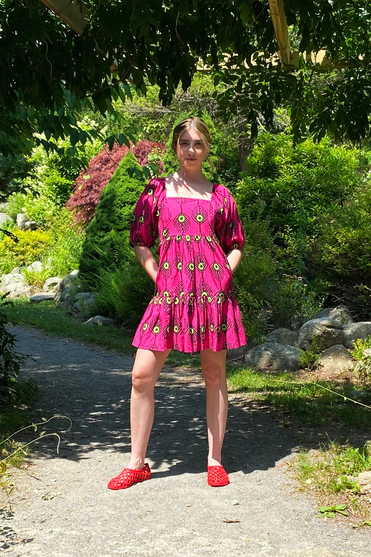 Amisha | Block Print Cotton Seville Mini Dress | Plumes Fuchsia Amisha Design Amisha | Block Print Cotton Seville Mini Dress | Plumes Fuchsia Amisha Design