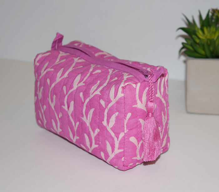 Small Waterproof Toiletry Bag | Vines Pink