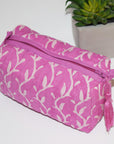 Small Waterproof Toiletry Bag | Vines Pink