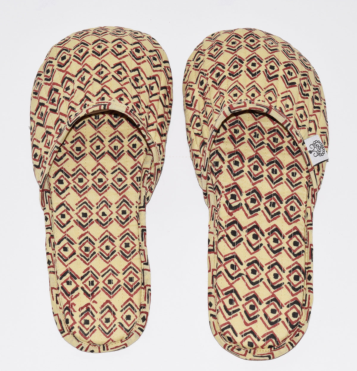 Amisha Hand Block Printed House Slippers Diamond Sketch Mojave