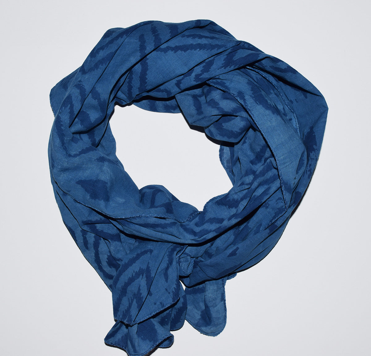 Amisha Hand Block Printed Cotton Scarf Kuta Ikat Indigo – Amisha