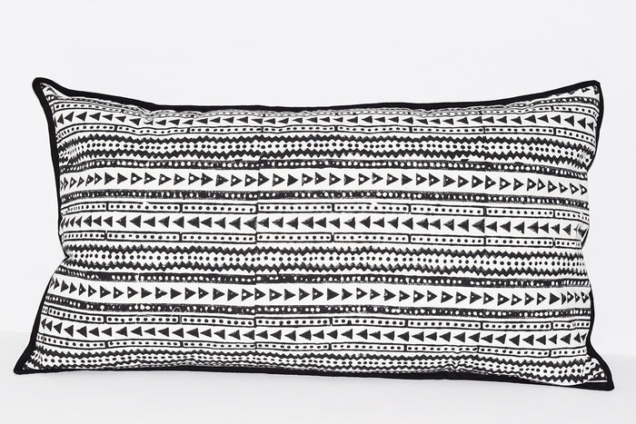 Cotton Lumbar Pillow | Shela Black + White