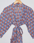 Kerala Short Robe | Block Floral Sky