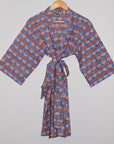 Kerala Short Robe | Block Floral Sky