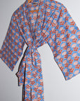 Kerala Short Robe | Block Floral Sky