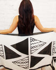 Cotton Silk Scarf | Triangles White