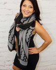 Cotton Silk Scarf | Triangles Gray