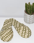 House Slippers | Crescent Dot Olive