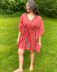 Amisha Short Kaftan | Mini Leaf Saffron