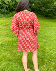Amisha Short Kaftan | Mini Leaf Saffron